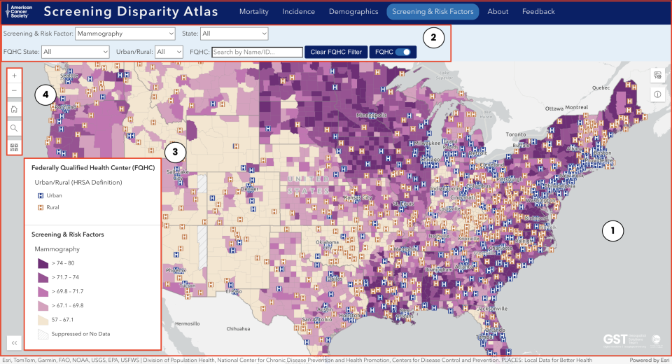 Default Map View of the ACS Screening Disparity Atlas
