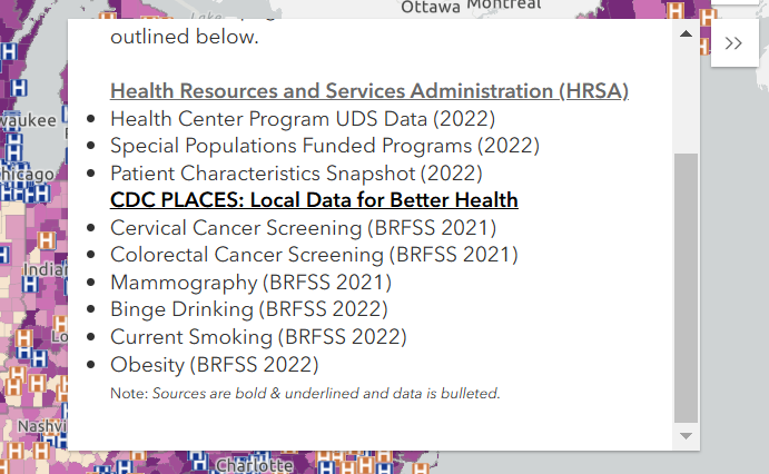 Info Popout Data Sources