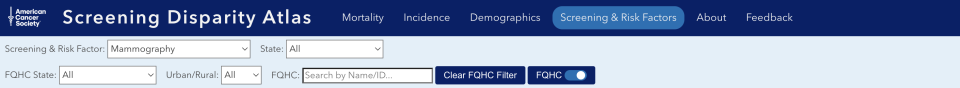 Screening & Risk Factors Map Query Panel